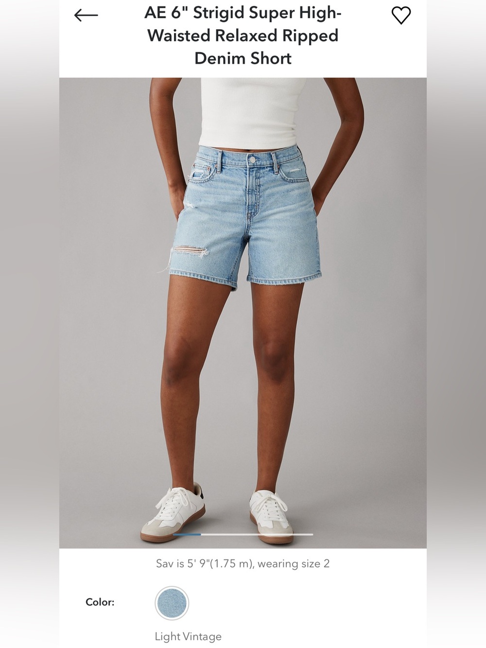 American Eagle Outfitters Strigid Super High-Waisted Relaxed Ripped Denim Short